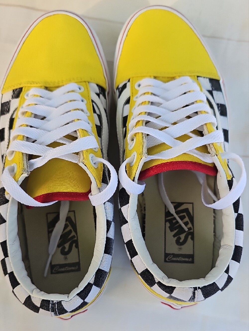 Vans Womens Checkerboard Low Top Sneakers - Yellow/Black/White - Picture 11 of 13